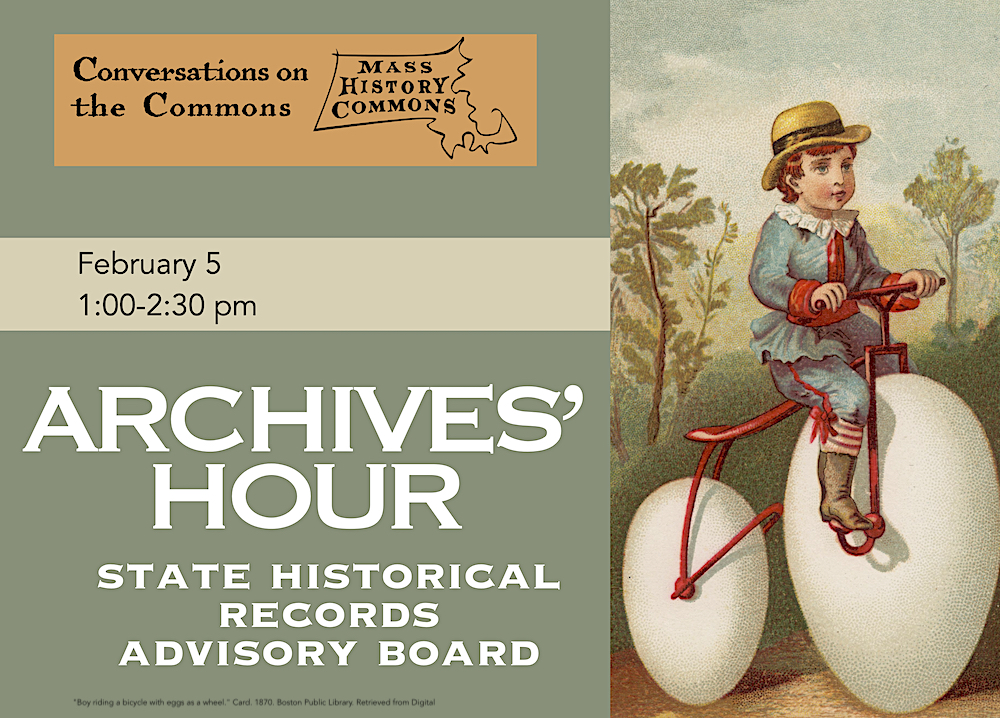Announcement card for SHRAB Archives Hour on Conversations on the Commons