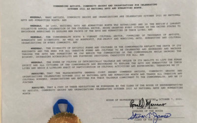 State Legislature Recognizes October 2021 as National Arts & Humanities Month